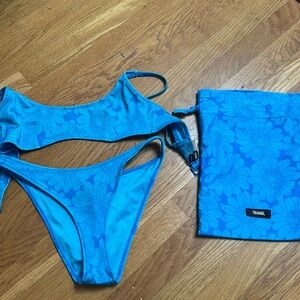 Triangl Bikini Set Blue Flowers